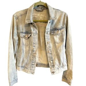 Gap 1969 Womens Light Wash Denim Trucker Jacket Blue 100% Cotton Size S
